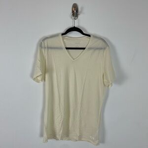 Icebreaker Anatomica men's merino wool V Neck t-shirt - Large - Ivory White snow